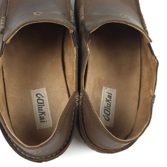 OLUKAI Moloa Leather Slip On Shoes Beachy Boho Coastal Hawaiian VSCO Casual 11.5